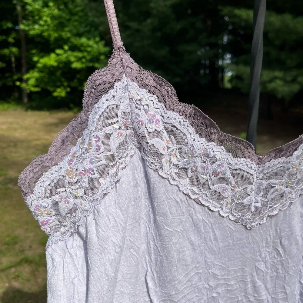 Y2K Vol. 1 Lace Sequin Cami Tank Top Purple Size XL Girly Fairy Whimsy - Picture 11 of 13